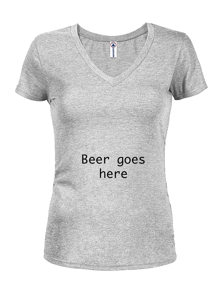 Beer Goes Here Juniors V Neck T-Shirt product image 3