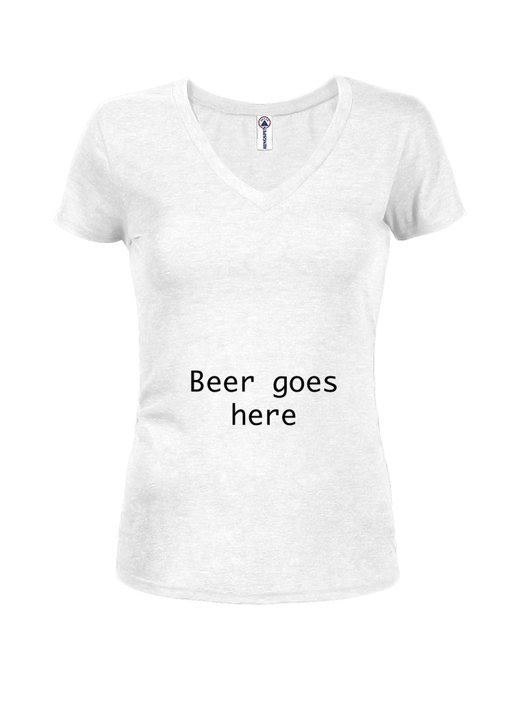 Beer Goes Here Juniors V Neck T-Shirt product image 2