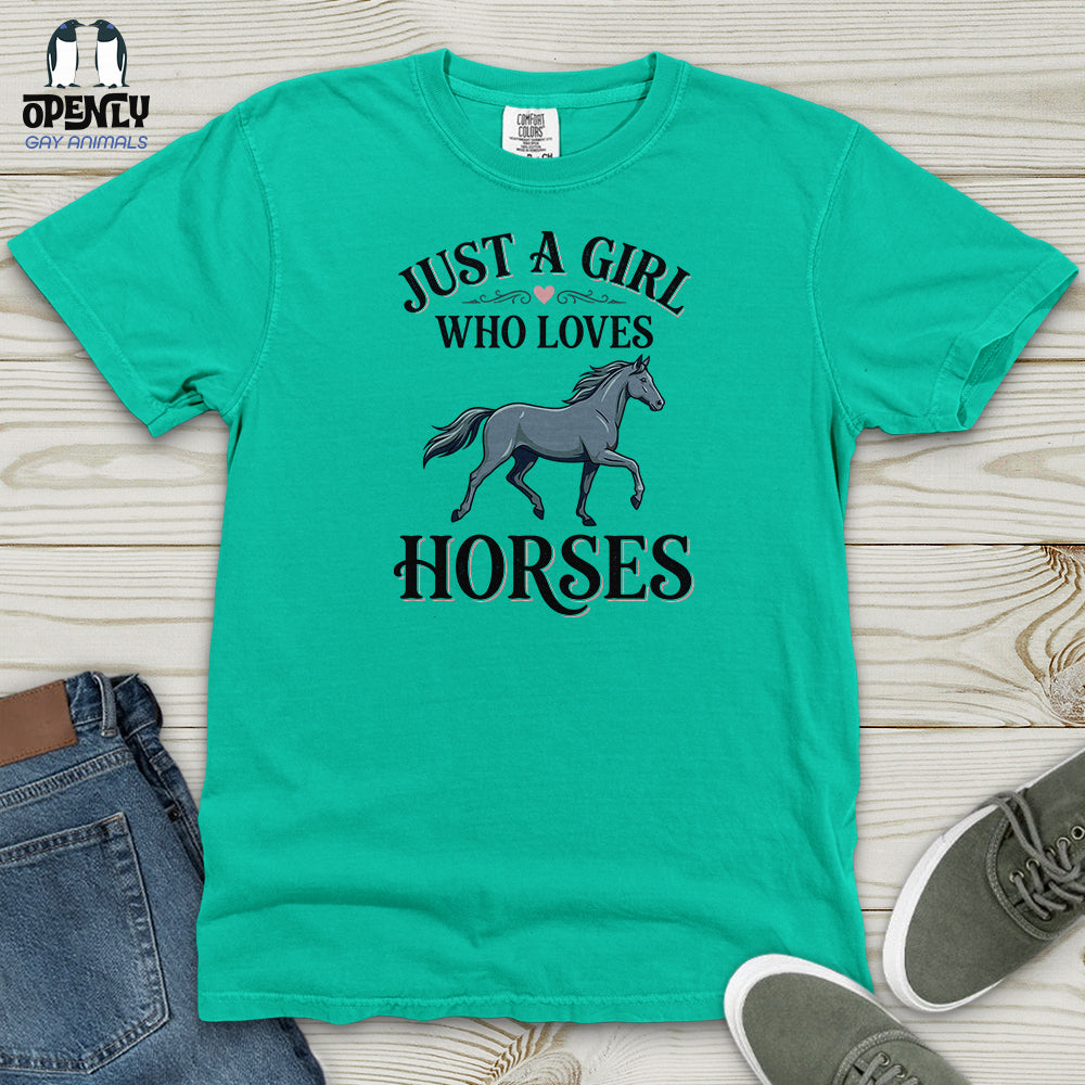 Just A Girl Who Loves Horses Heavy Cotton Comfort Colors Tee product image 5