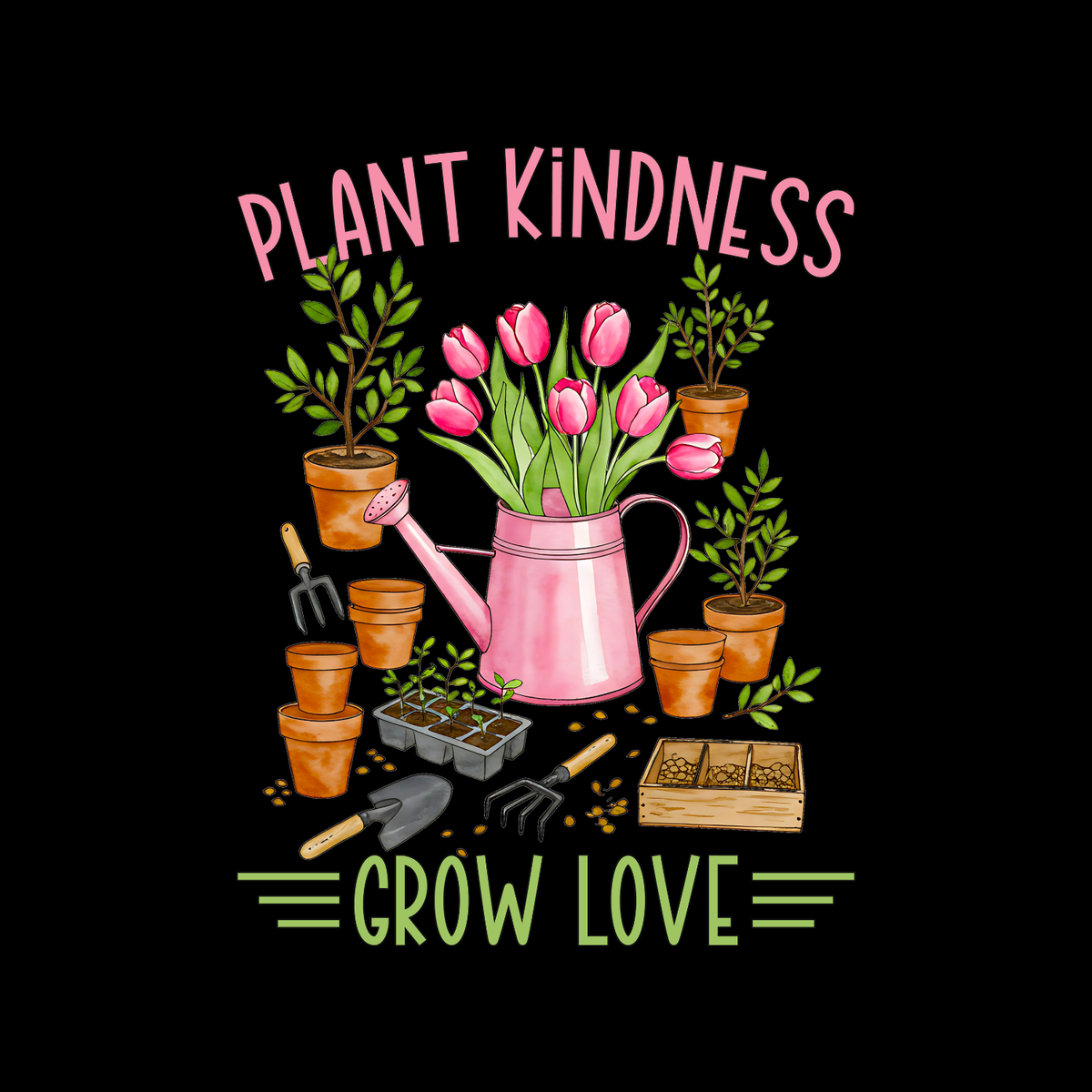Plant Kindness Grow Love T-Shirt | Gardening Graphic Tee product image 5