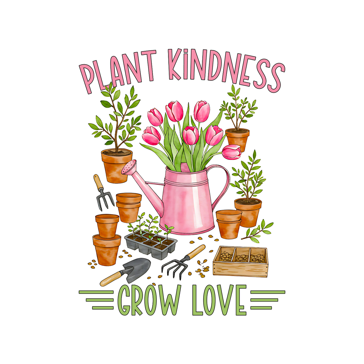 Plant Kindness Grow Love T-Shirt | Gardening Graphic Tee product image 2