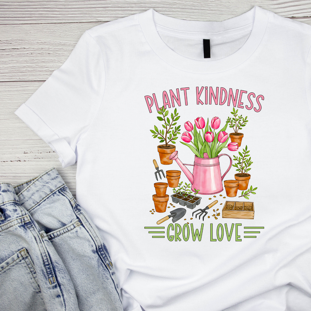 Plant Kindness Grow Love T-Shirt | Gardening Graphic Tee product image 1