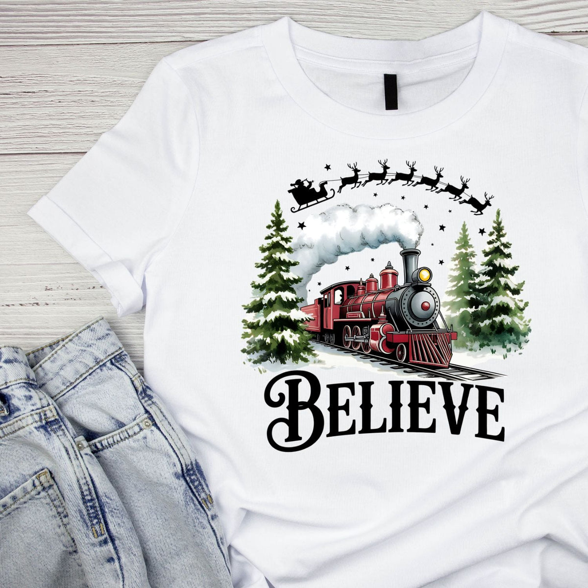 Believe Train Christmas T-shirt product image 3