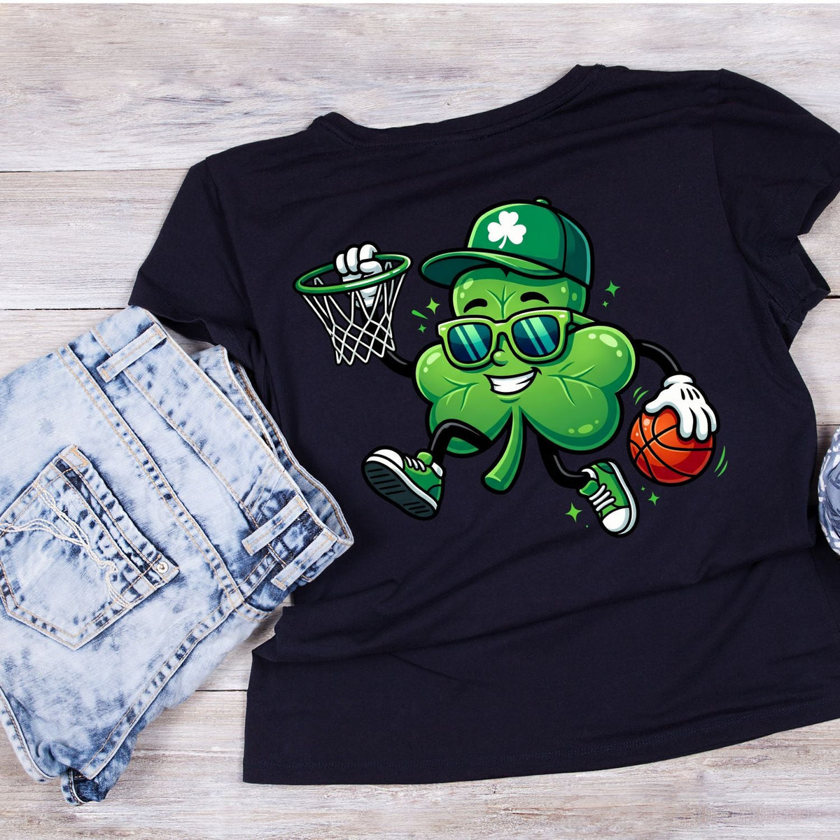 Basketball Dunking Shamrock T-shirt | St Patrick’s Day product image 6