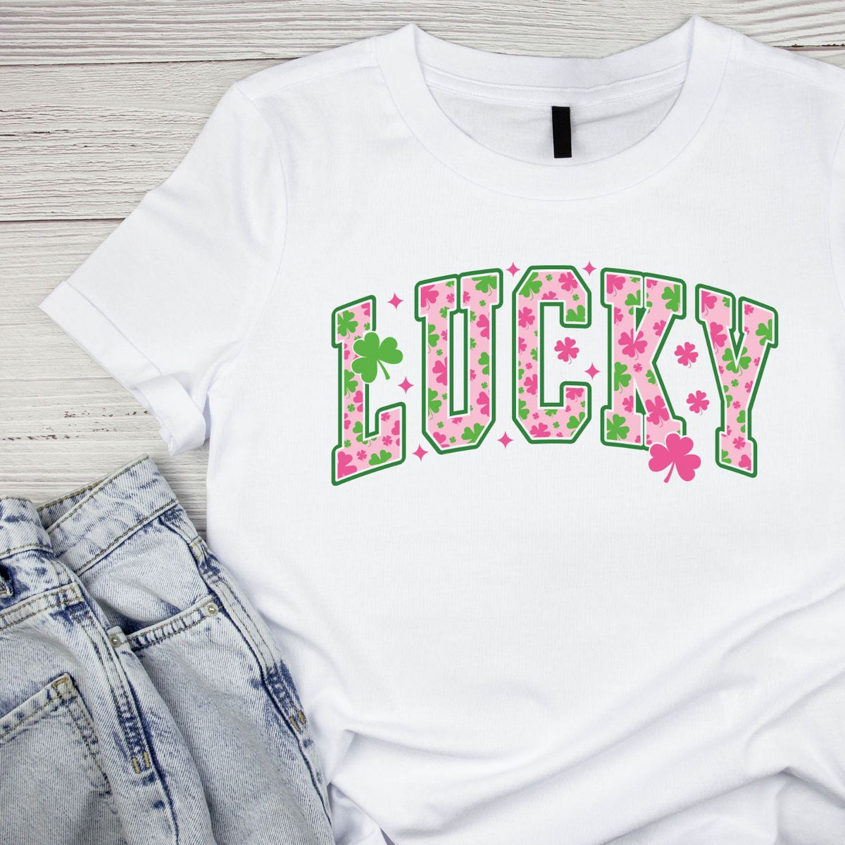 Blush Pink Lucky Clover T-shirt | St Patrick’s Day product image 4