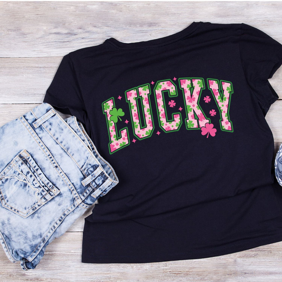 Blush Pink Lucky Clover T-shirt | St Patrick’s Day product image 1