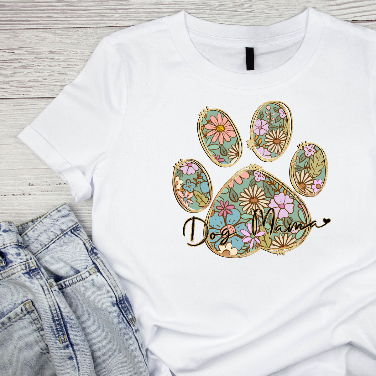 Boho Floral Dog Mom T-shirt | Graphic Tee | Printed Shirt product image 1