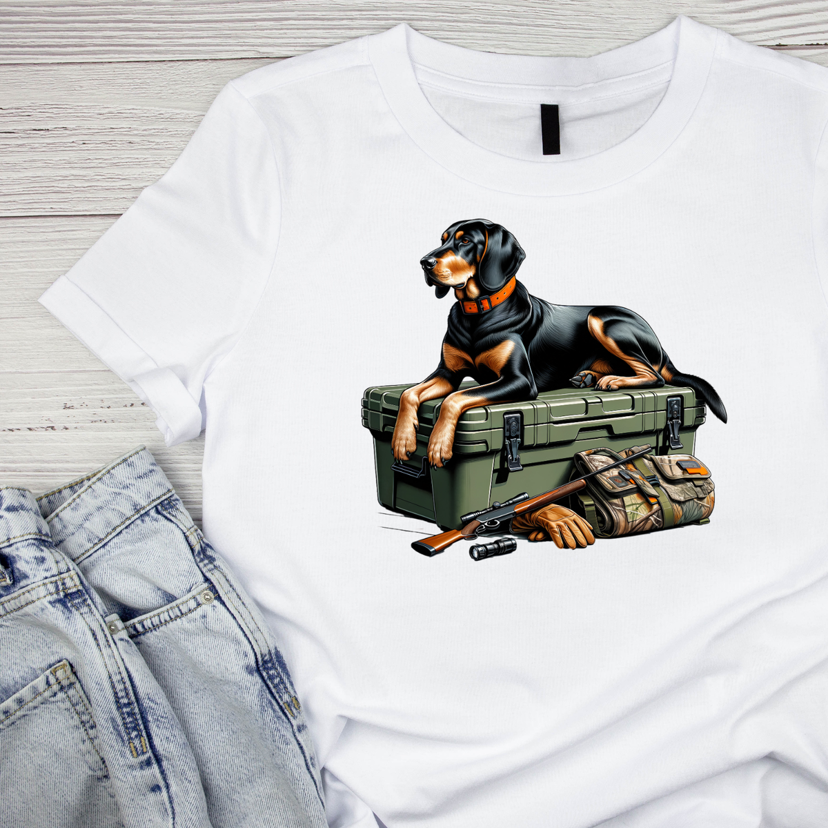 Black & Tan Coonhound Hunting Dog T-shirt | Graphic Tee product image 3