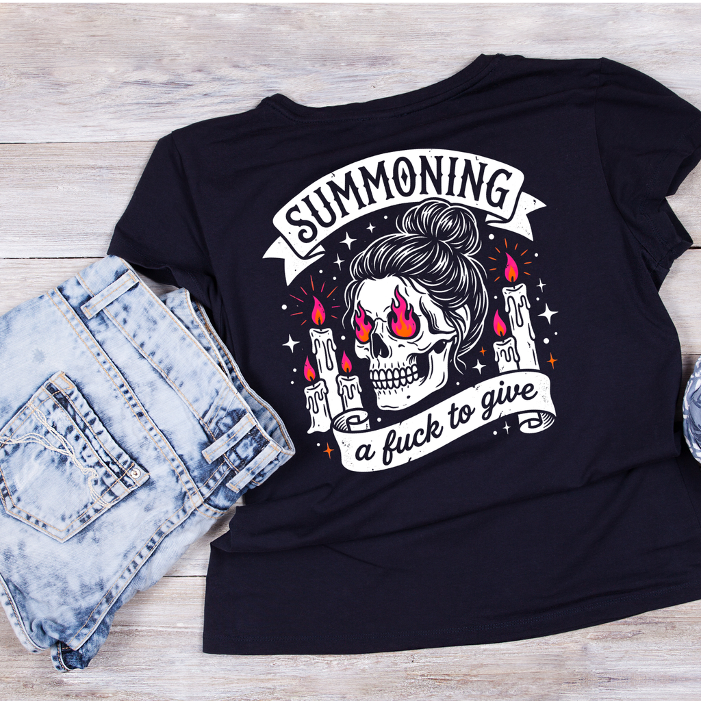 Summoning A Fuck To Give T-Shirt| Roses Skull | Women’s product image 3