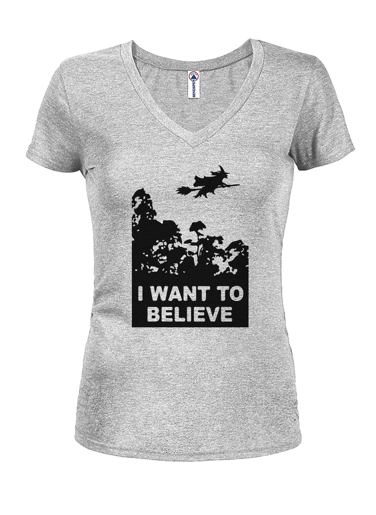 I Want to Believe Witch Juniors V Neck T-Shirt product image 3