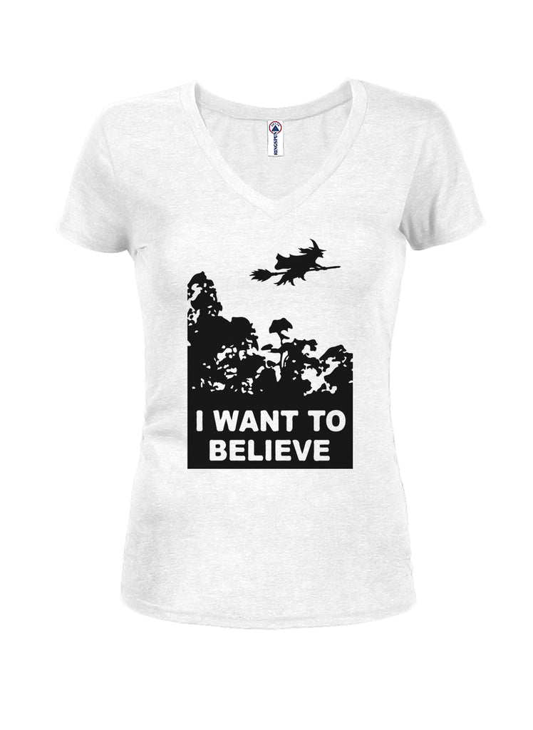 I Want to Believe Witch Juniors V Neck T-Shirt product image 2