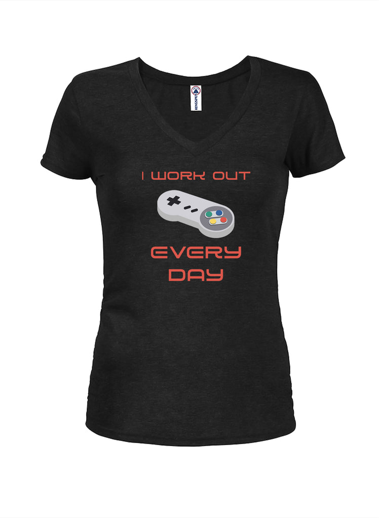 I Workout Every Day Juniors V Neck T-Shirt product image 1