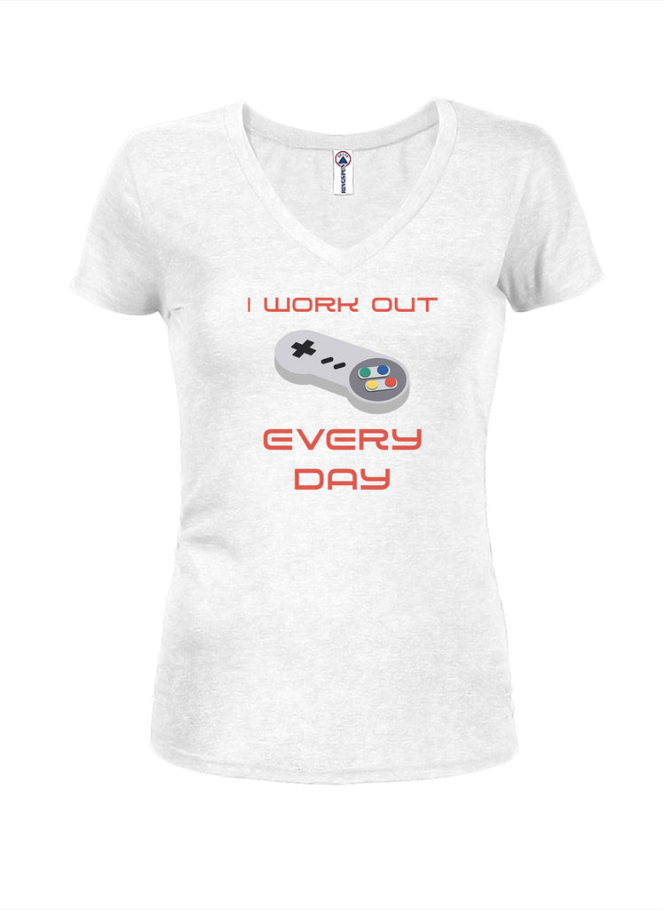 I Workout Every Day Juniors V Neck T-Shirt product image 2
