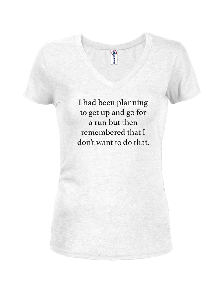 I had been planning to get up and run Juniors V Neck T-Shirt product image 2
