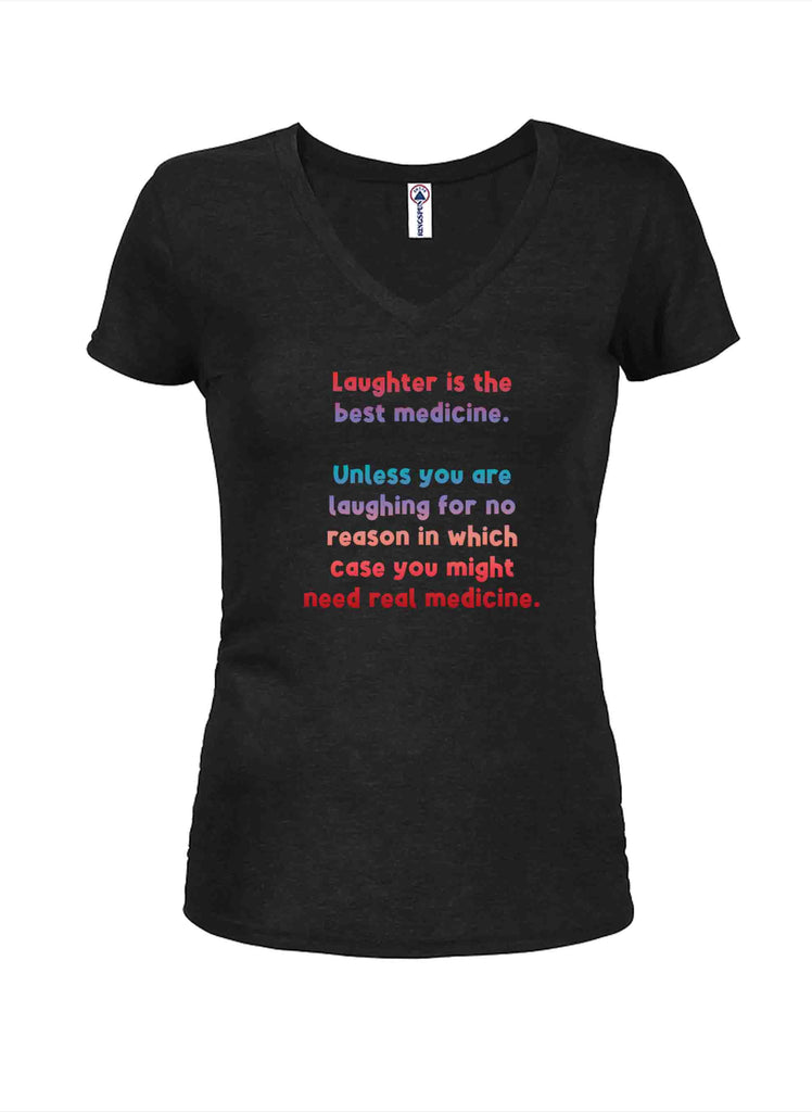 Laughter is the best medicine Juniors V Neck T-Shirt product image 1