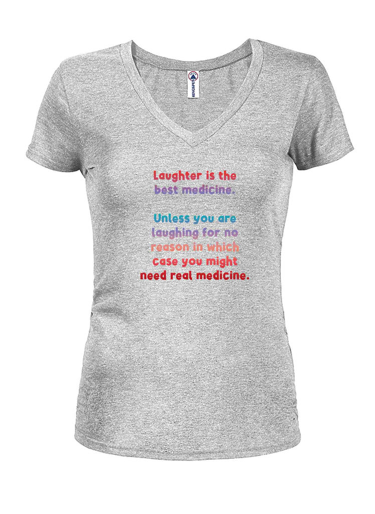 Laughter is the best medicine Juniors V Neck T-Shirt product image 3
