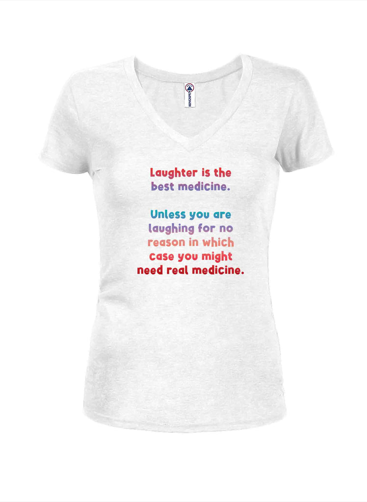Laughter is the best medicine Juniors V Neck T-Shirt product image 2