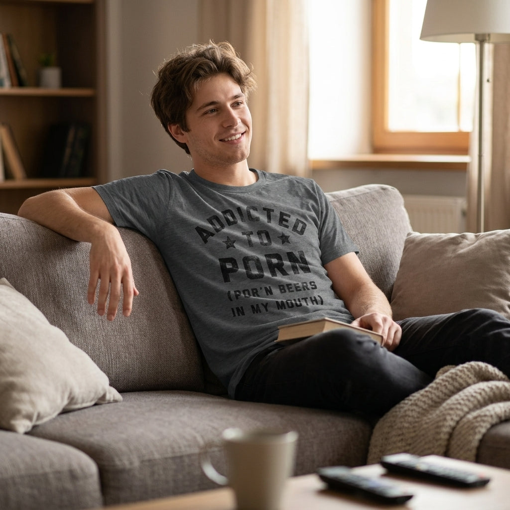 Addicted To Porn Beers In My Mouth Men's T Shirt product image 2