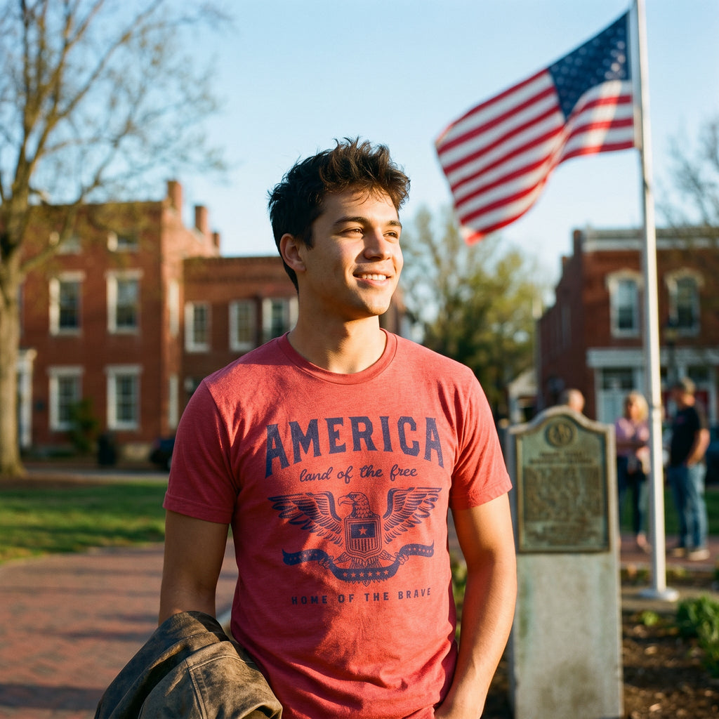 America Land Of The Free Home Of Brave Men's T Shirt product image 4