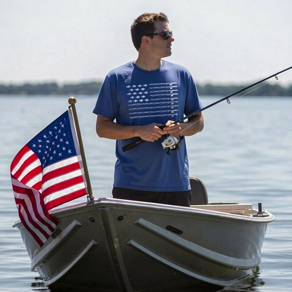 Fishing American Flag Men's T Shirt product image 3