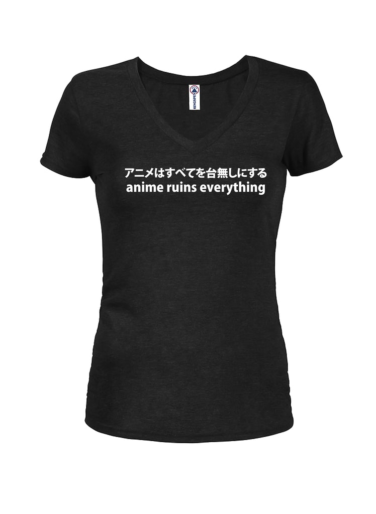 Anime Ruins Everything Juniors V Neck T-Shirt product image 1