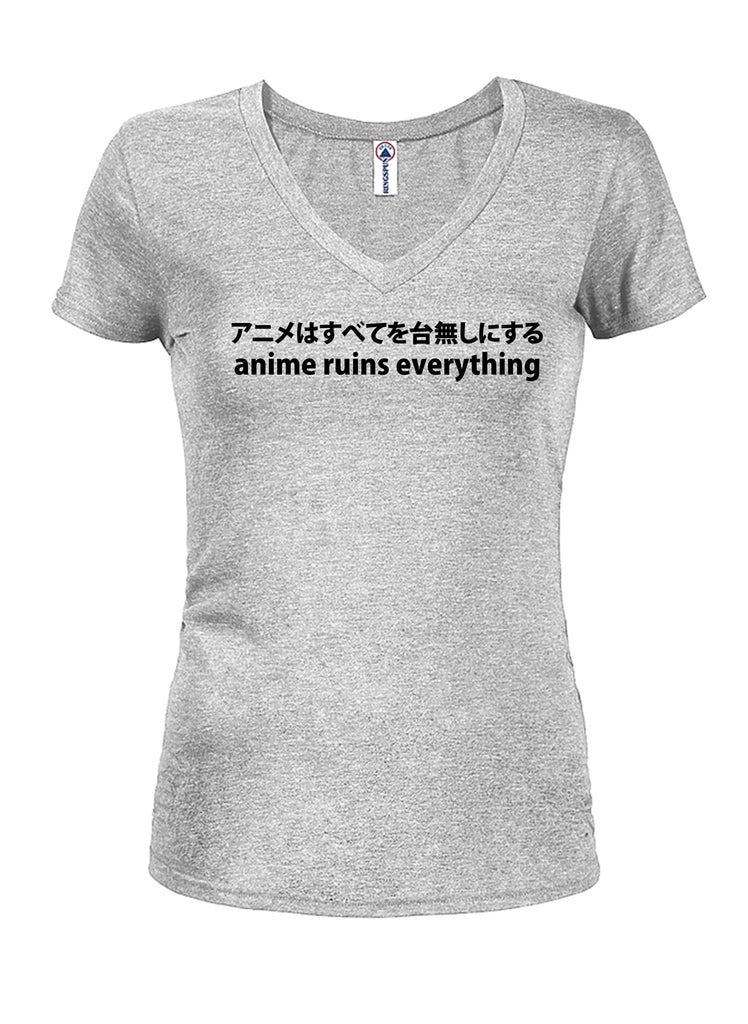 Anime Ruins Everything Juniors V Neck T-Shirt product image 3
