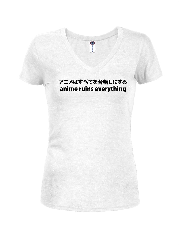 Anime Ruins Everything Juniors V Neck T-Shirt product image 2