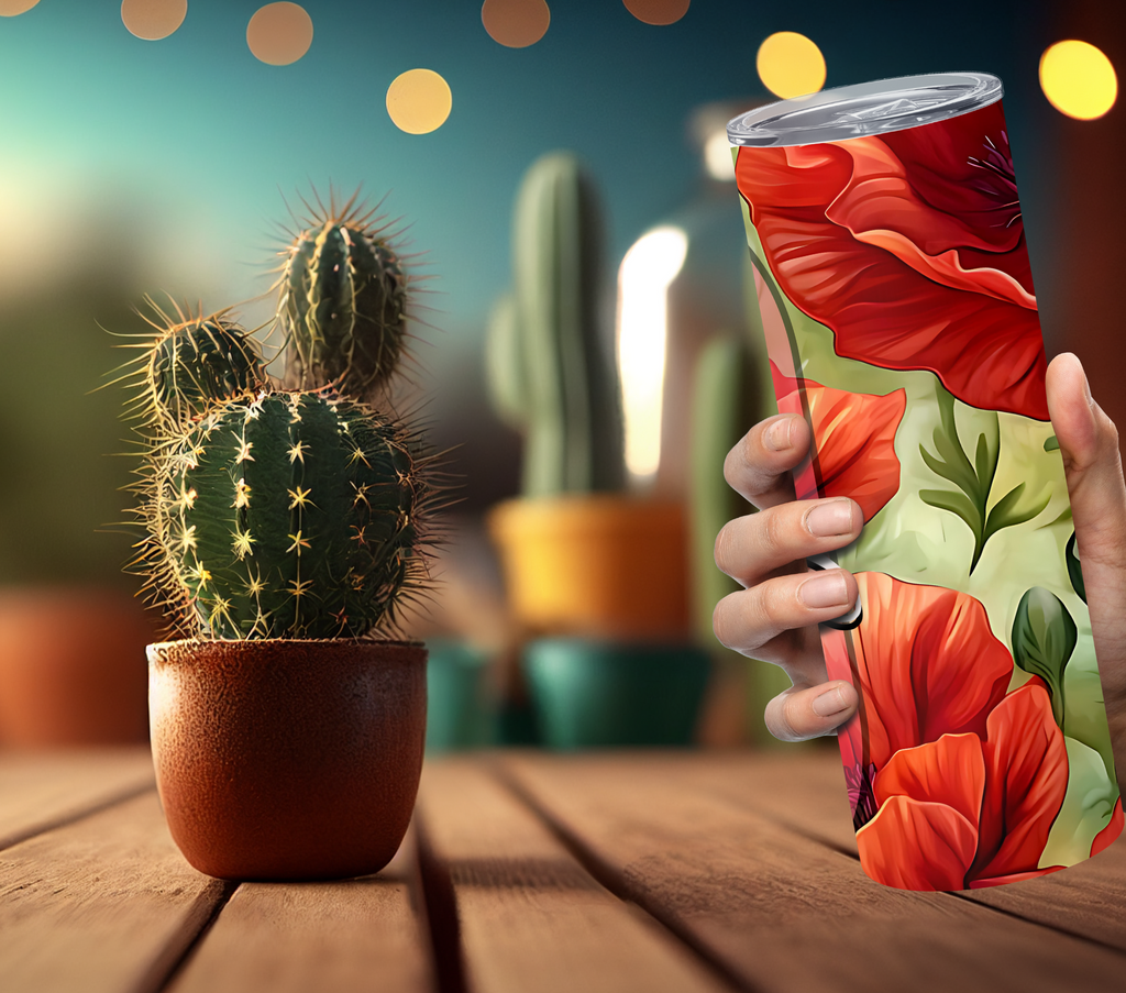 August Floral Poppy Birthday Tumbler