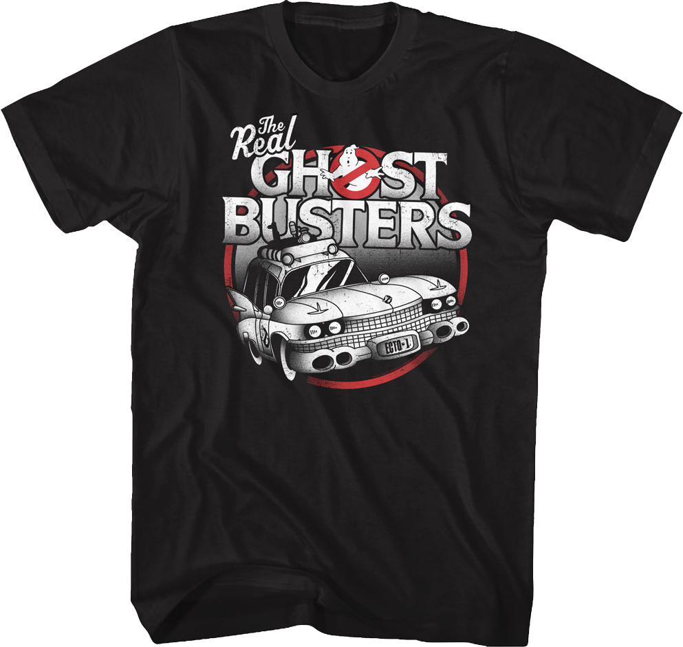 Black and White Ecto-1 Real Ghostbusters T-Shirt product image 1