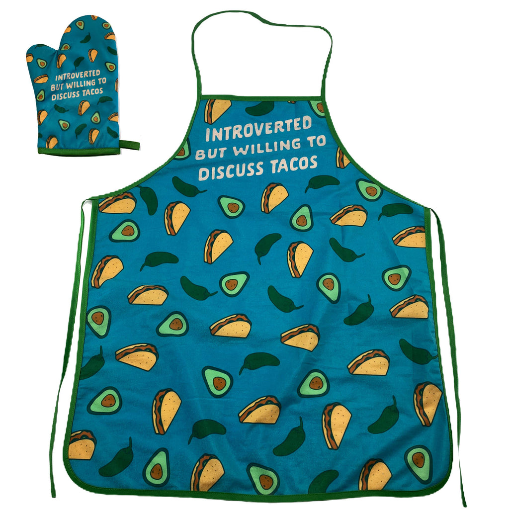 Introverted But Willing To Discuss Tacos Oven Mitt + Apron Bakeware