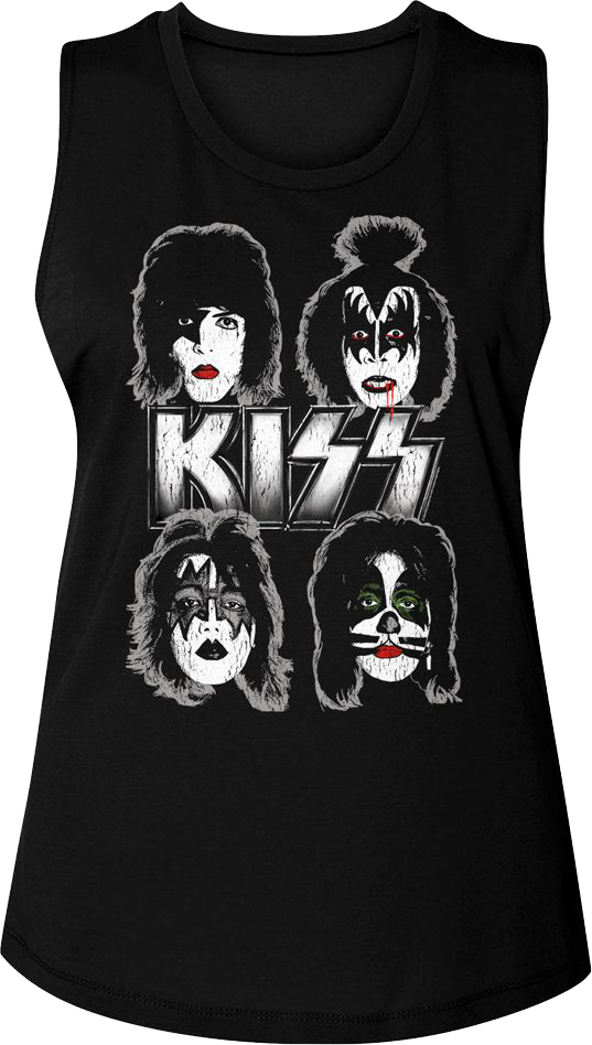 Ladies Face Paint KISS Muscle Tank Top