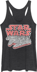 Ladies Checkerboard Millennium Falcon Star Wars Racerback Tank Top