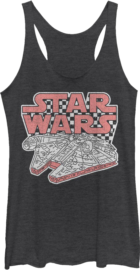Ladies Checkerboard Millennium Falcon Star Wars Racerback Tank Top