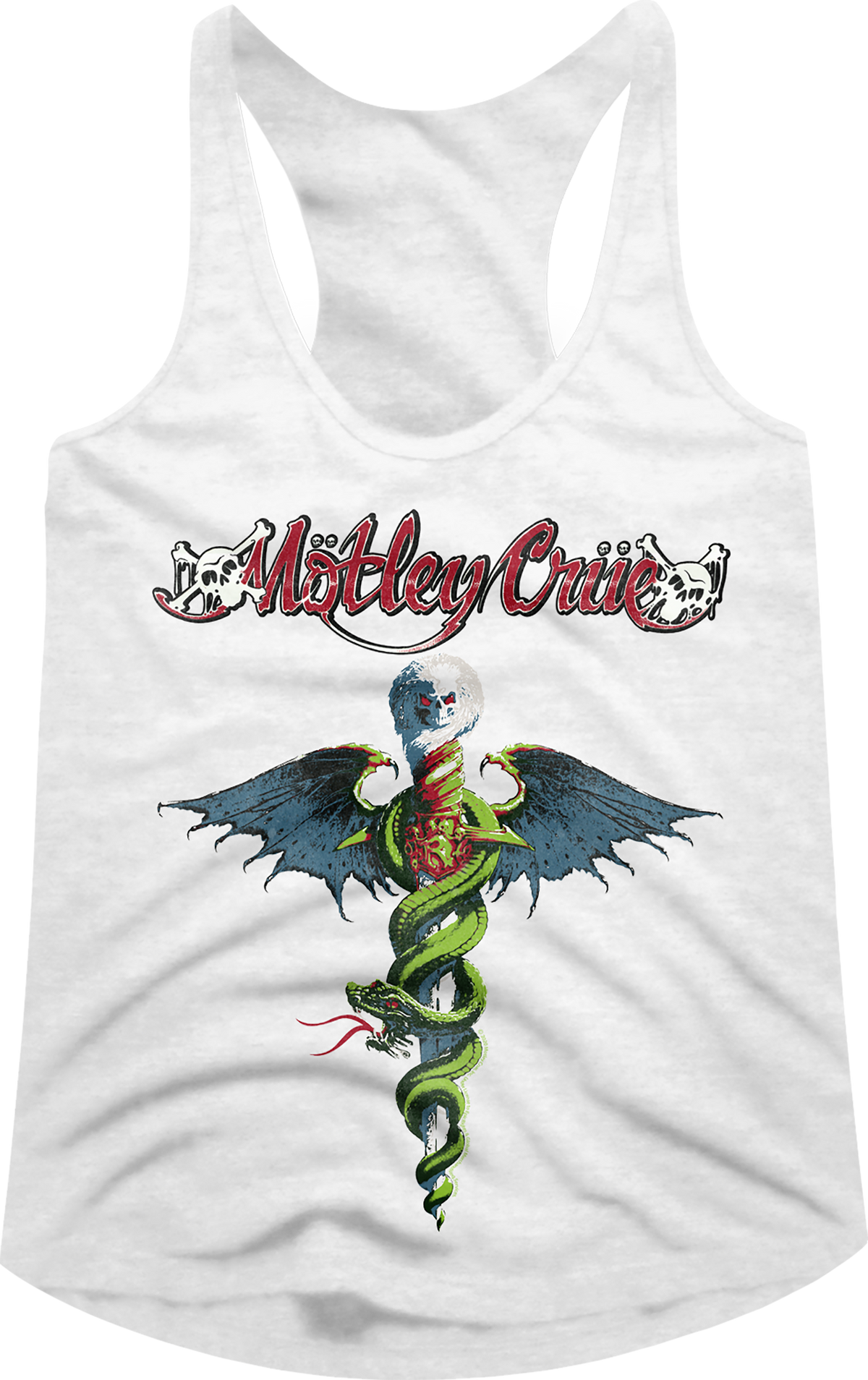 Ladies White Dr. Feelgood Motley Crue Racerback Tank Top