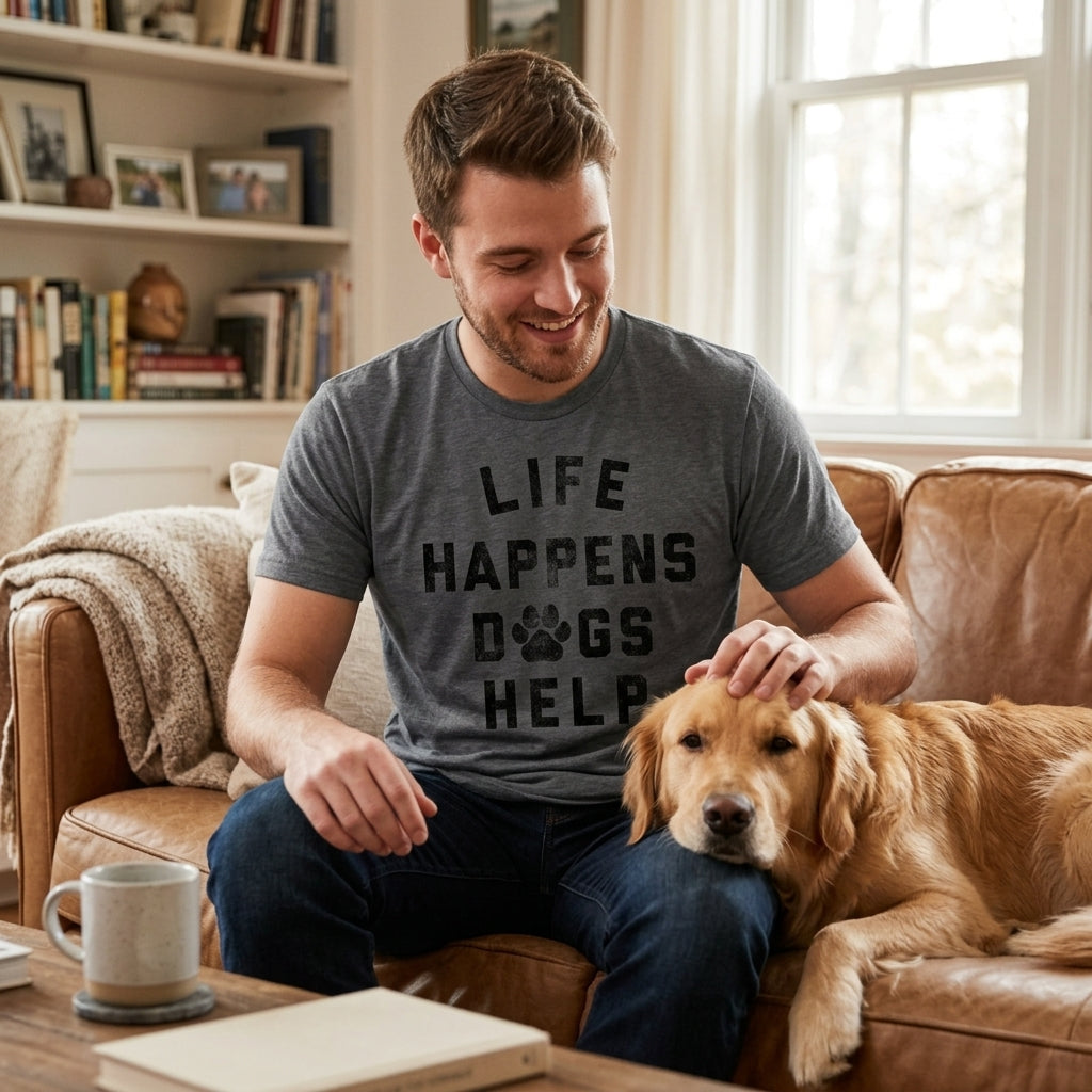 Life Happens Dogs Help Men's T Shirt product image 2
