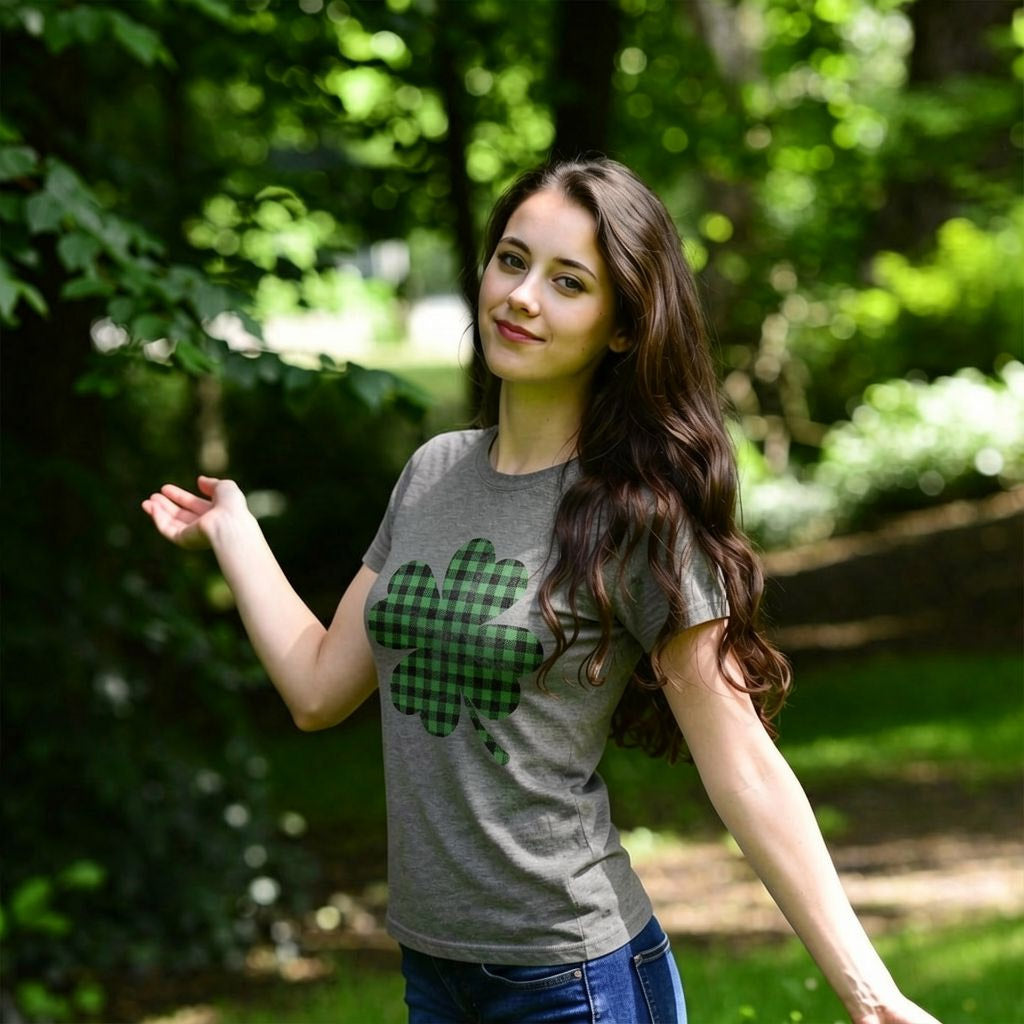 Buffalo Plaid Shamrock Women's T Shirt product image 7