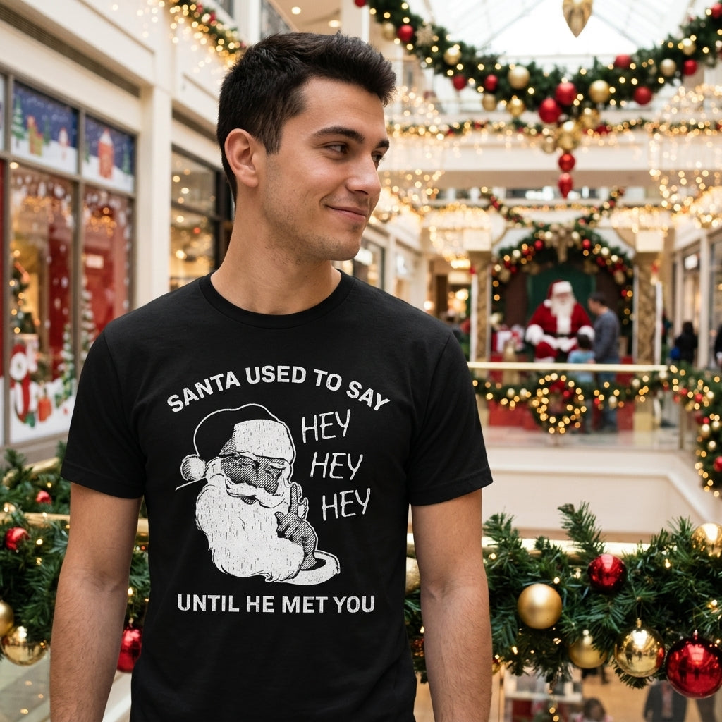 Santa Used To Say Hey Before He Met You Men's T Shirt product image 2