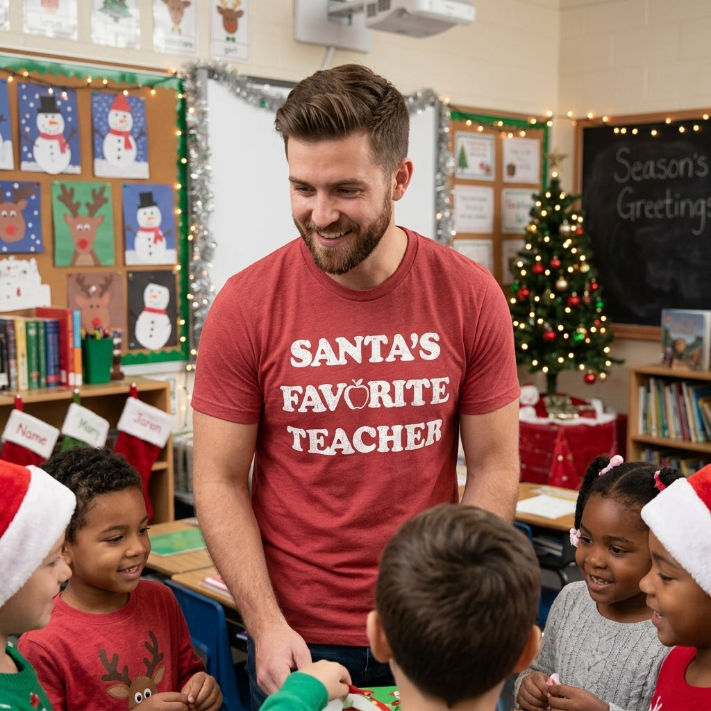 Santas Favorite Teacher Men's T Shirt product image 2
