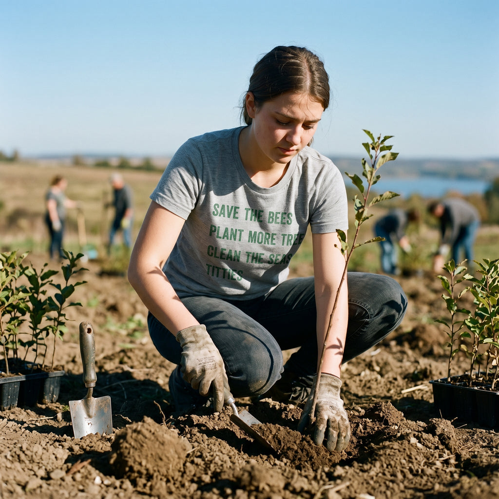 Save The Bees Plant More Trees Clean Seas Titties Women's T product image 2