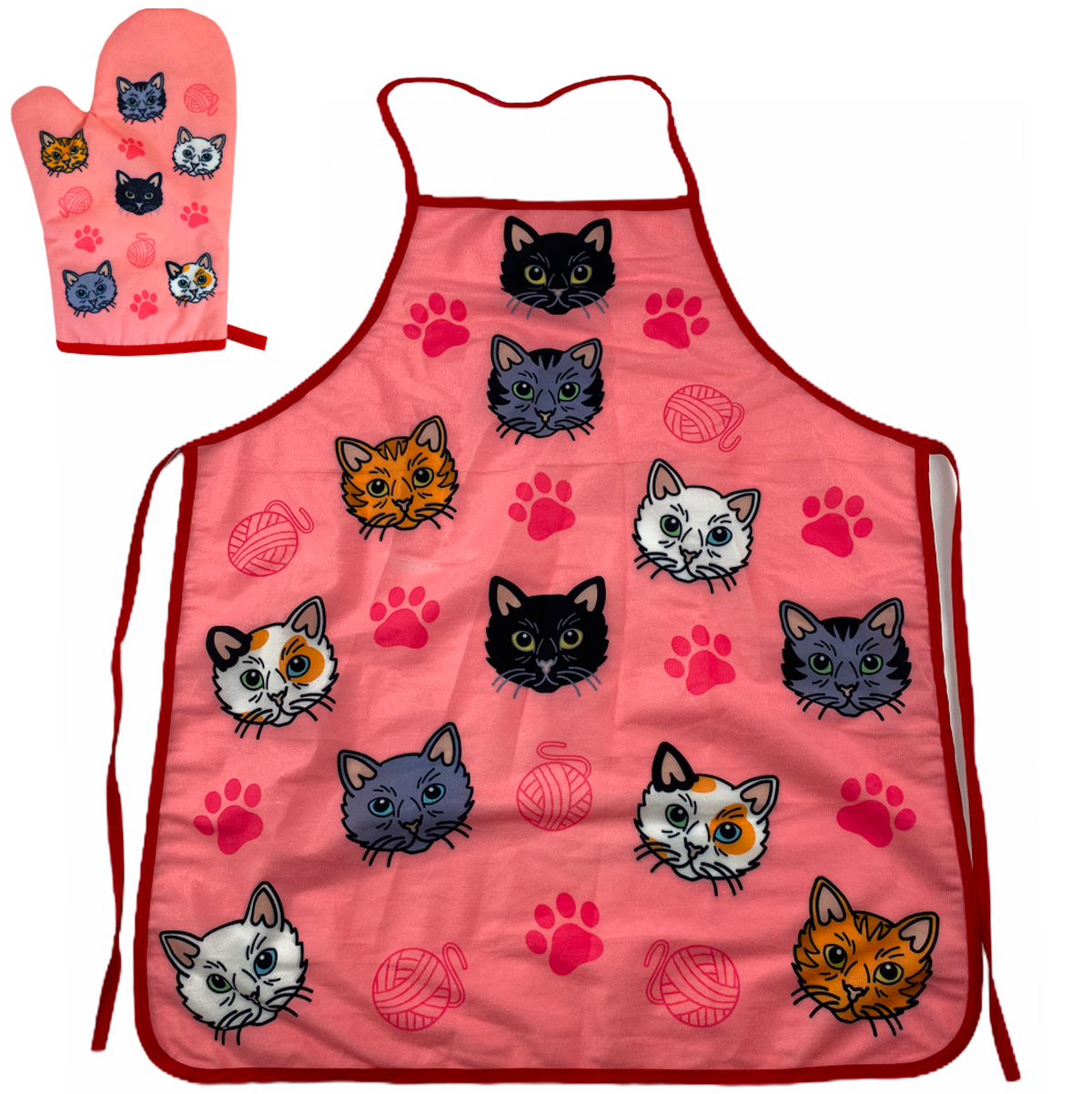 Cat Yarn Oven Mitt + Apron Bakeware