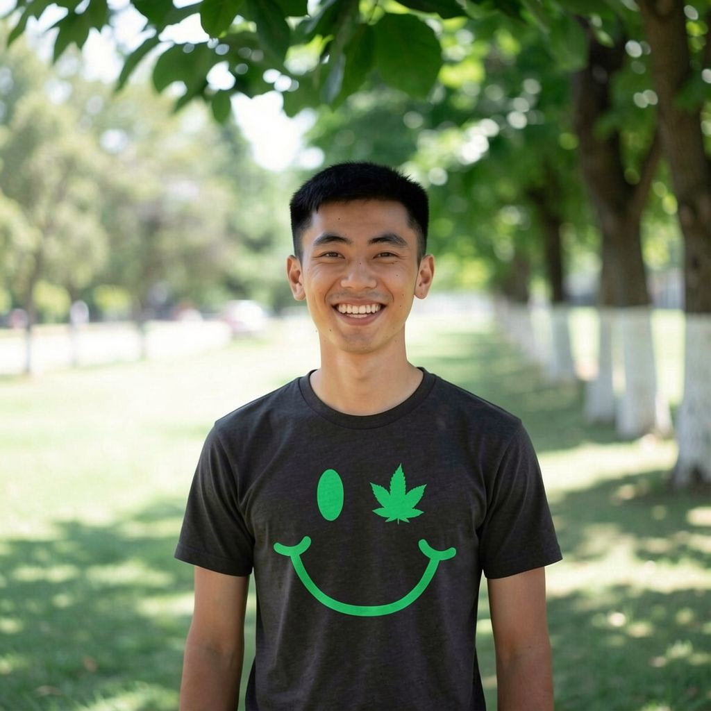 Pot Leaf Eye Smiling Face Men's T Shirt product image 2