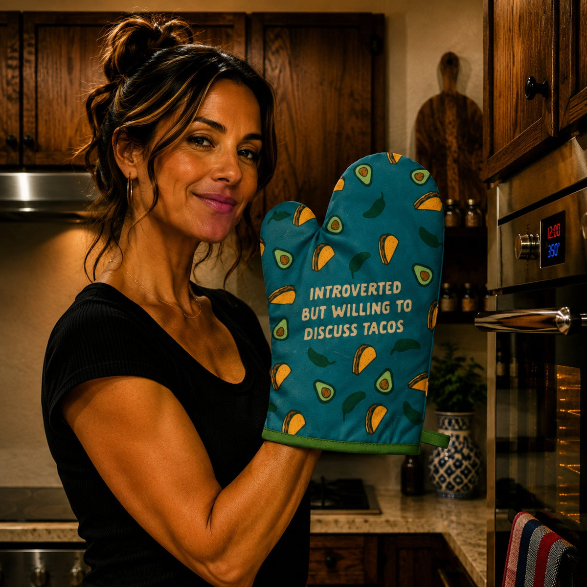 Introverted But Willing To Discuss Tacos Oven Mitt Bakeware