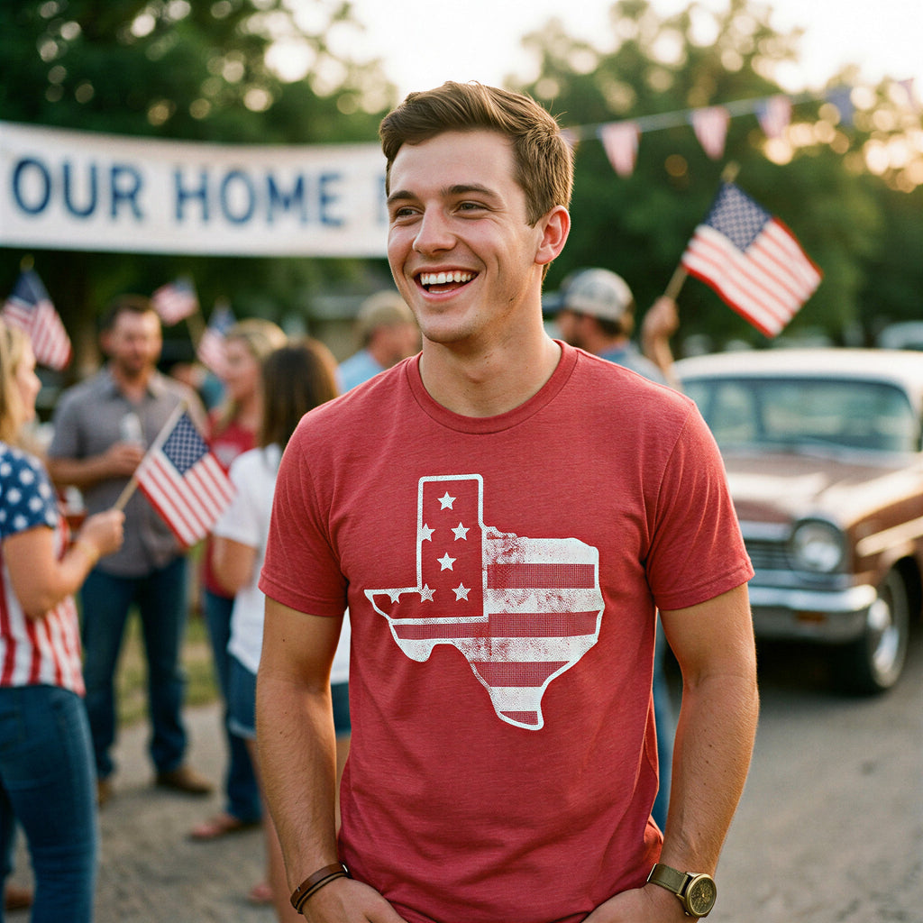 American Flag Texas Men's T Shirt product image 3