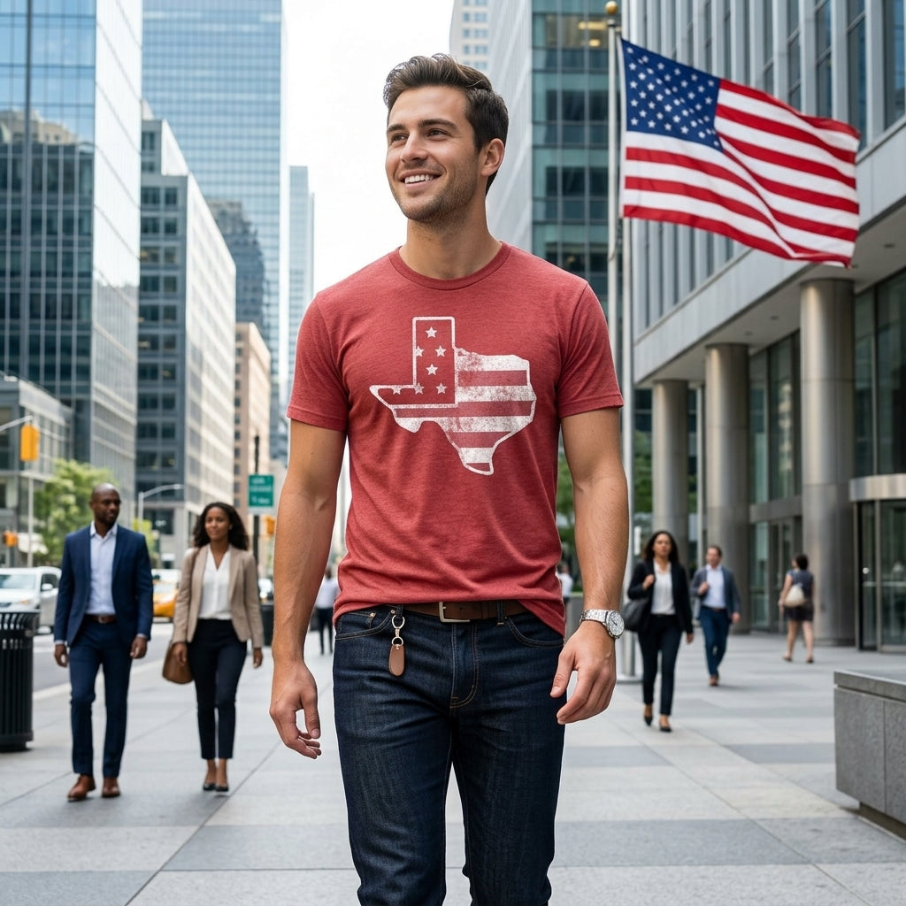 American Flag Texas Men's T Shirt product image 2