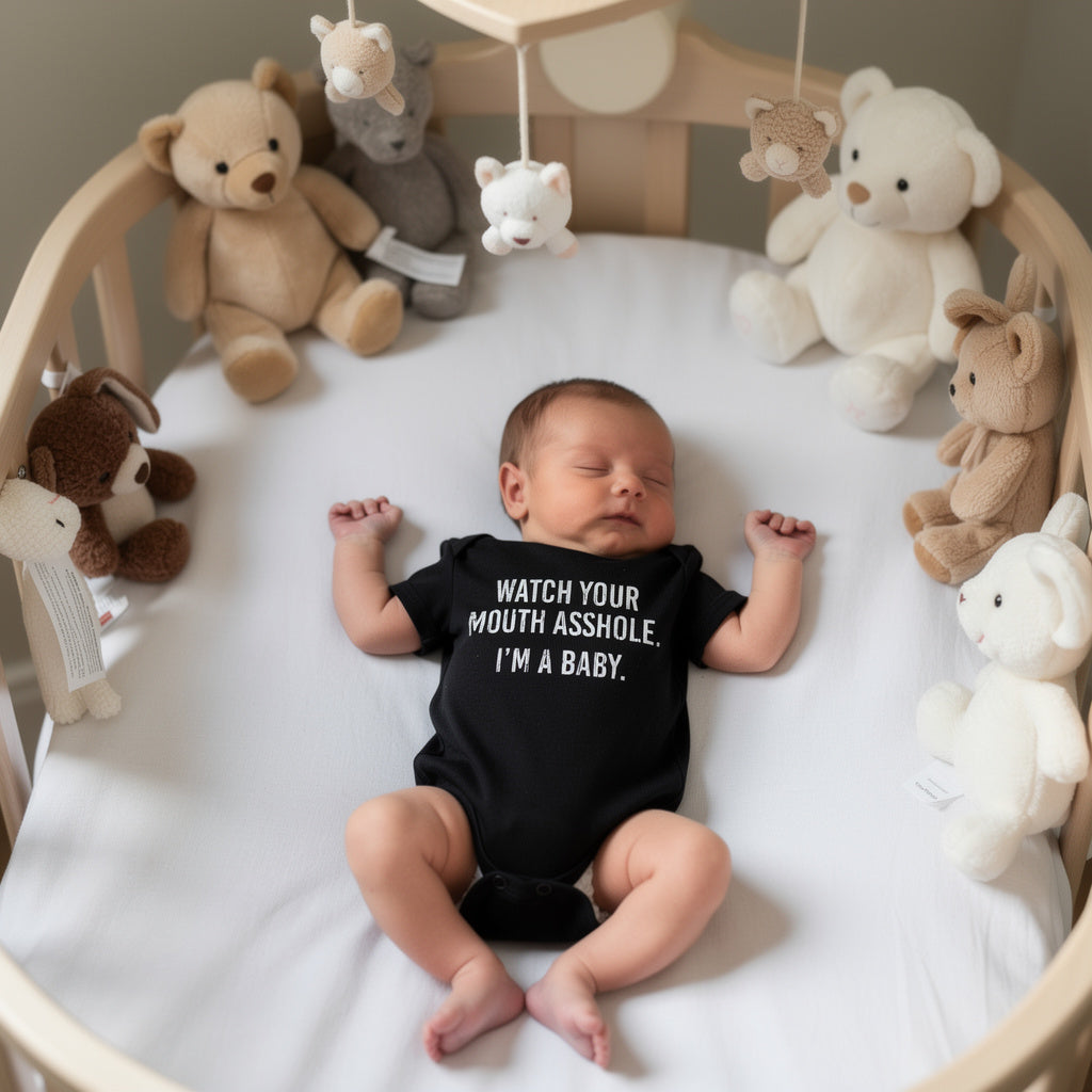 Watch Your Mouth Asshole Im A Baby Baby Bodysuit