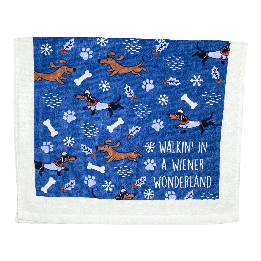 Walking in a Weiner Wonderland Tea Towel Tea Towel