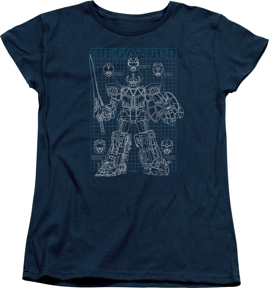 Womens Schematic Megazord Mighty Morphin Power Rangers Shirt product image 1
